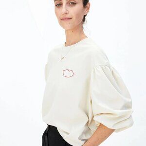 NWT Clare V Clare V. Drop Shoulder Tee - Cream/Poppy - L